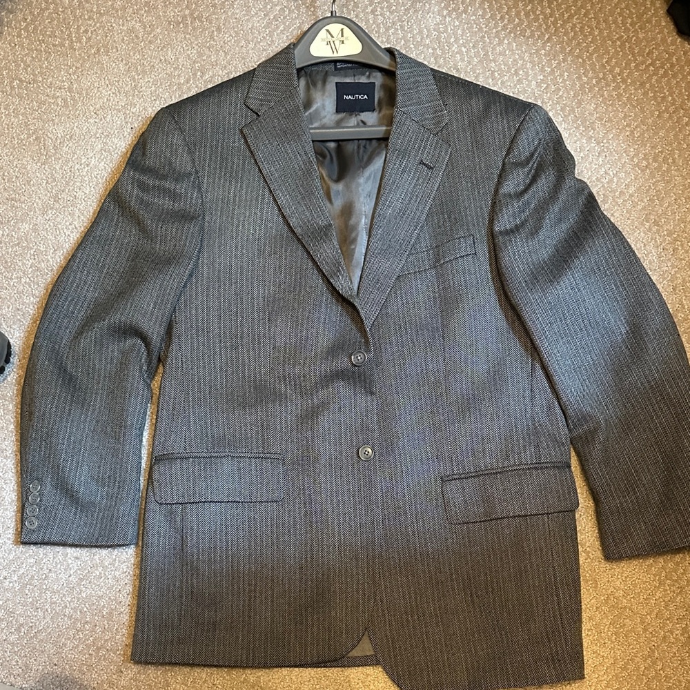 Nautica Men's Charcoal Pinstripe Blazer